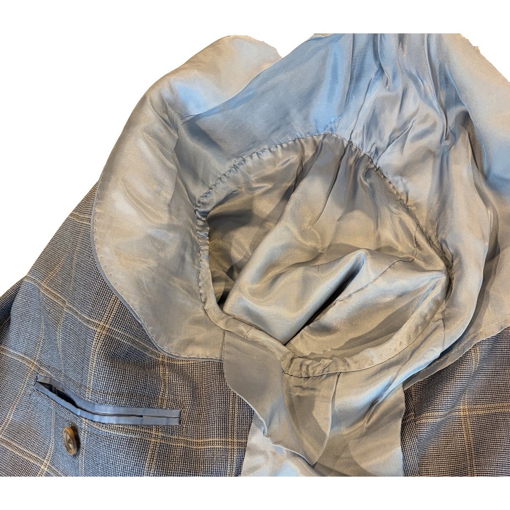 Brooks Brothers BrooksCool Madison Fit 42L Sport Coat Windowpane Gray Summer - Picture 9 of 16